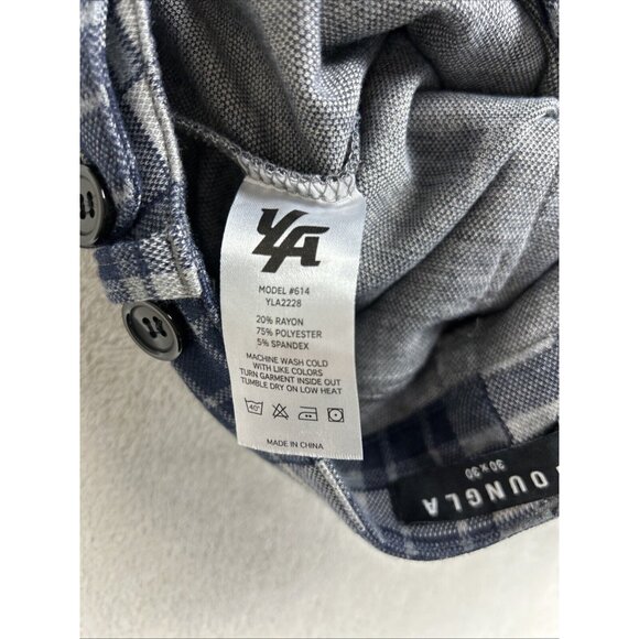 YOUNGLA Dress Pants Gray Navy Blue Plaid Size 30 x 30 Men's Pants Stretch NWT - Picture 6 of 9